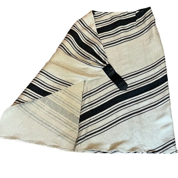 Rare VTG Ralph Lauren Blanket Wrap Midi Skirt Asymmetrical Linen Belt Detail - Picture 7 of 11